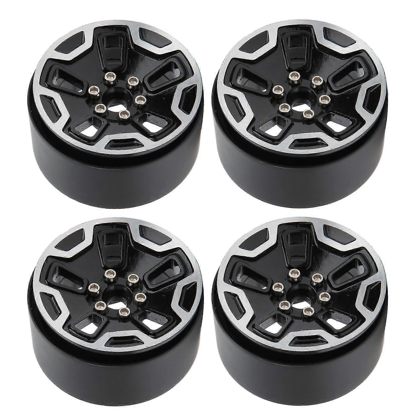 2.2in CNC Metal Wheel Hub Accessory Set compatible with SCX10 110 Remote Control Model Car - Black
