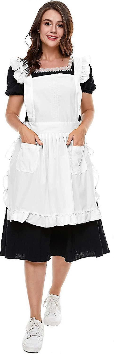 Retro Adjustable Ruffle Apron with Pockets