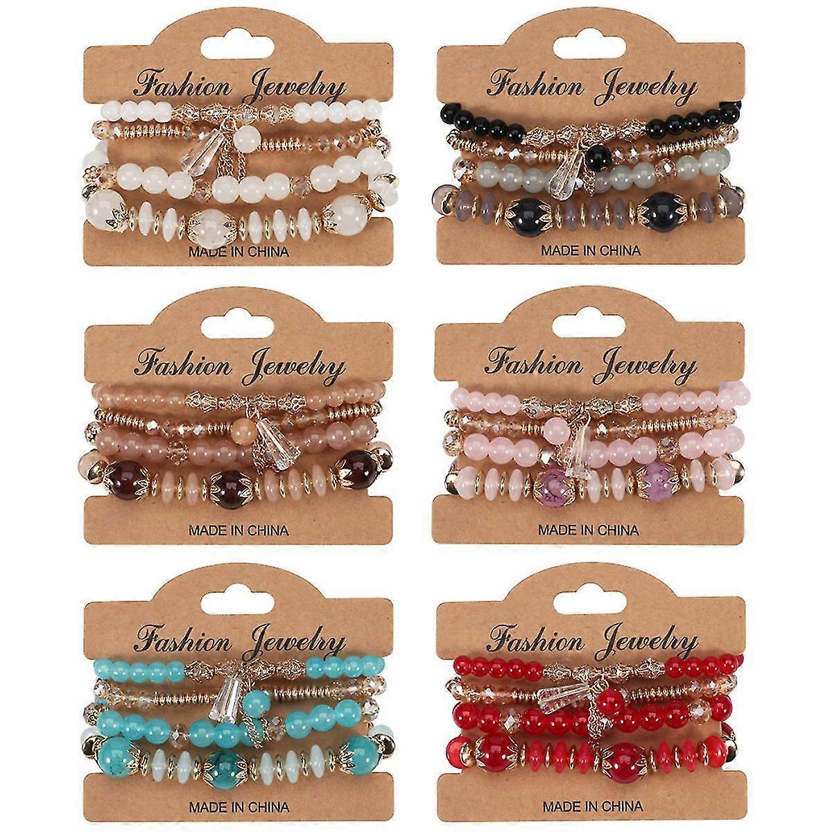 Bohemia Bracelet Imitation Agate Chain Tassel Colored Glass Plating Crystal Bracelet