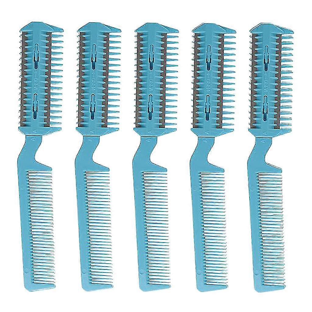 5x Razor Comb Hair Cutter Comb Double Edge Razor Hair Thinning Comb Blue