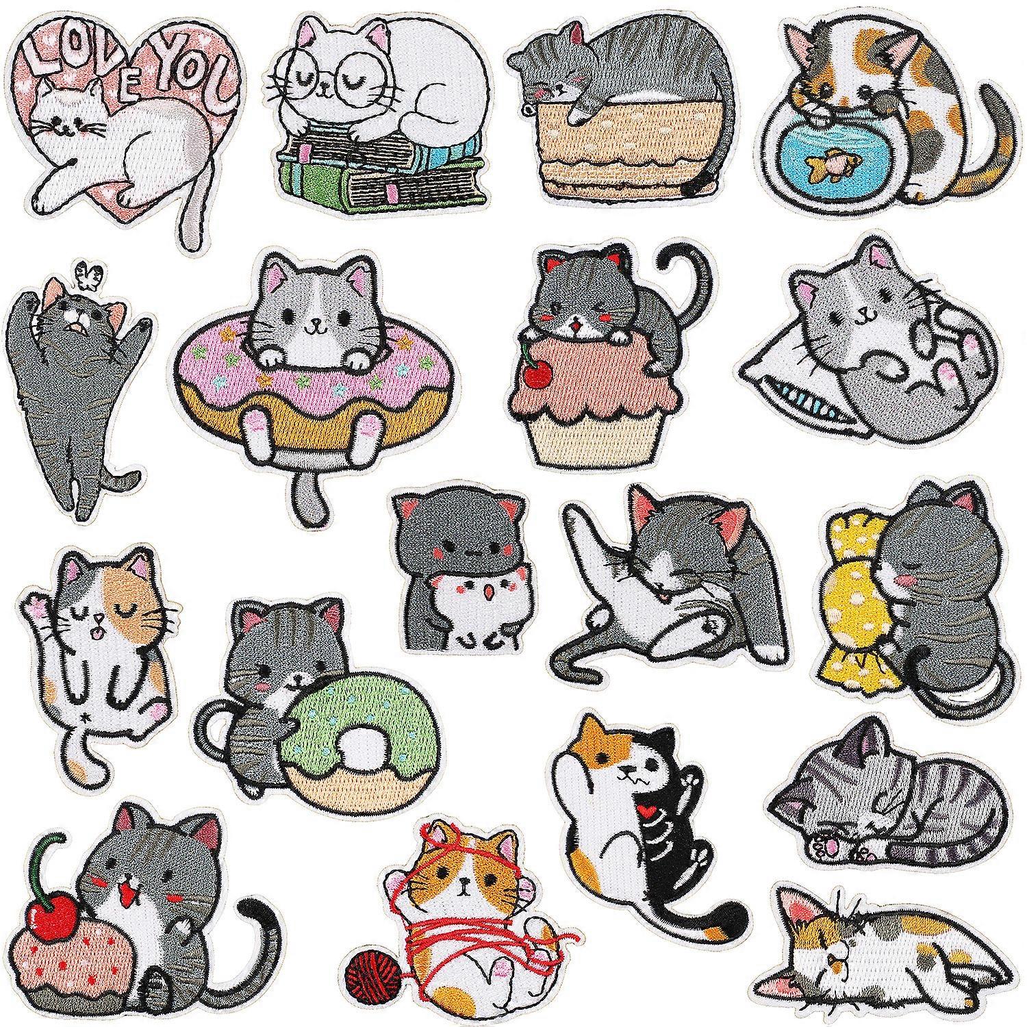 18 Animal Ironing Patches Cat Embroidery Ironing Patches Fabric Repairing Patches Self adhesive Patches Stitching Patches DIY Pattern Clothes Dress Ja
