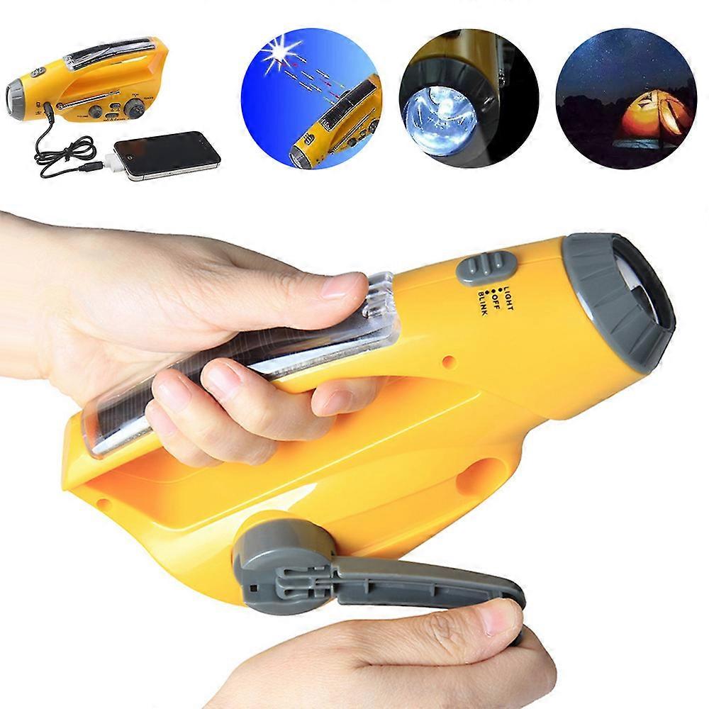 Digital Hand Crank Solar Self-Powered Dynamo AM/FM Radio Receiver With Flashlight Cell Phone Charger