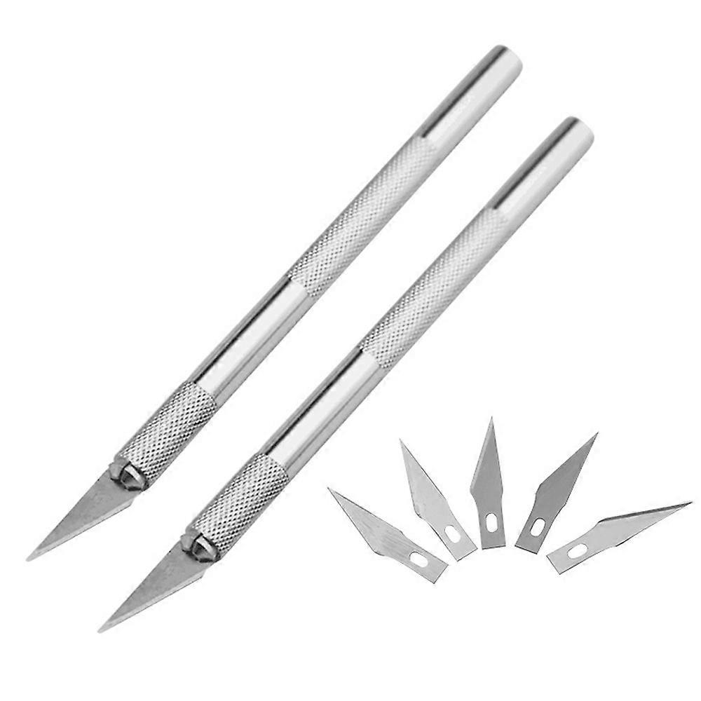DIY Art Work Cutting Tool - Knife Set Solid Metal Pen Knife with 2-Pack Handles