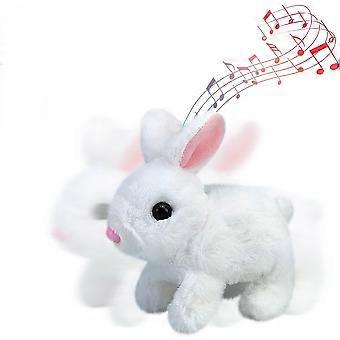Brinquedo de coelho de pelúcia eletrônico, brinquedo interativo de coelho da Páscoa, lúpulo de coelho brincalhão ao redor faz sons mexe ouvidos