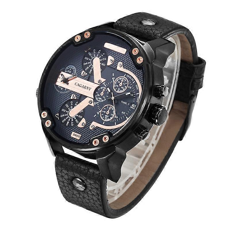 CAGARNY 6820 Herren Lederarmband Dual Display Uhr