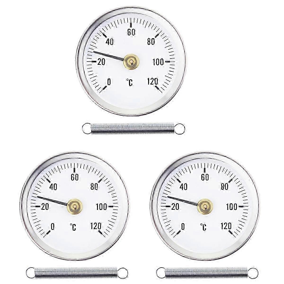 3 قطع الفولاذ المقاوم للصدأ الاتصال الأنابيب ميزان الحرارة لمراقبة دقيقة درجة حرارة أنابيب الماء الساخن 63