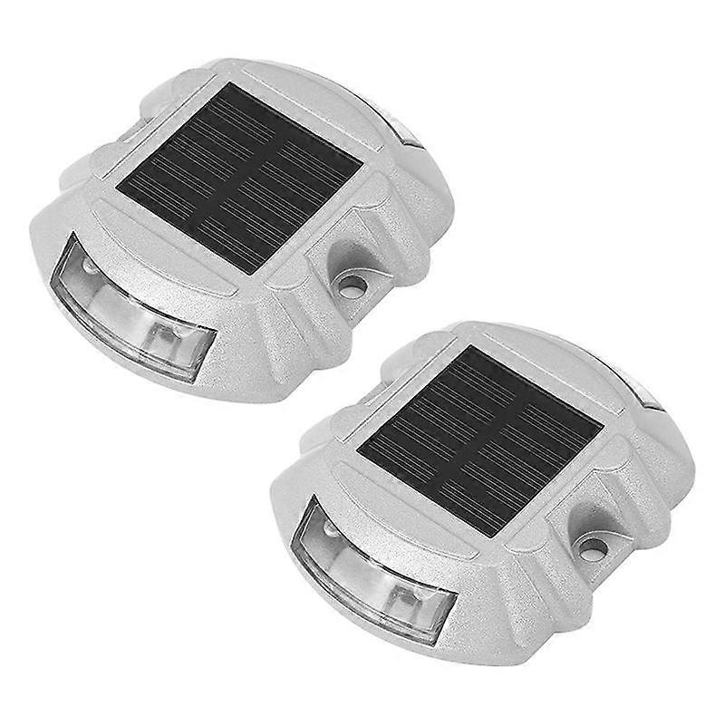 Genanvendelig solvej, 2stk 6 LED studlys Ground Garden Lawn Path Deck Dock White Advarselslamper(