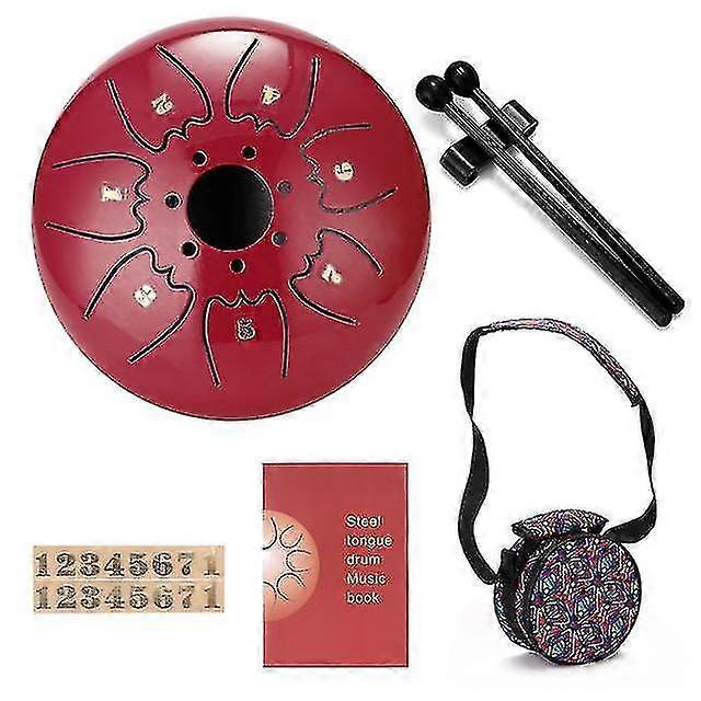 6 Inch 7-Tone Steel Tongue Drum Mini Hand Pan Drums With Drumsticks Percussion Musical Instruments