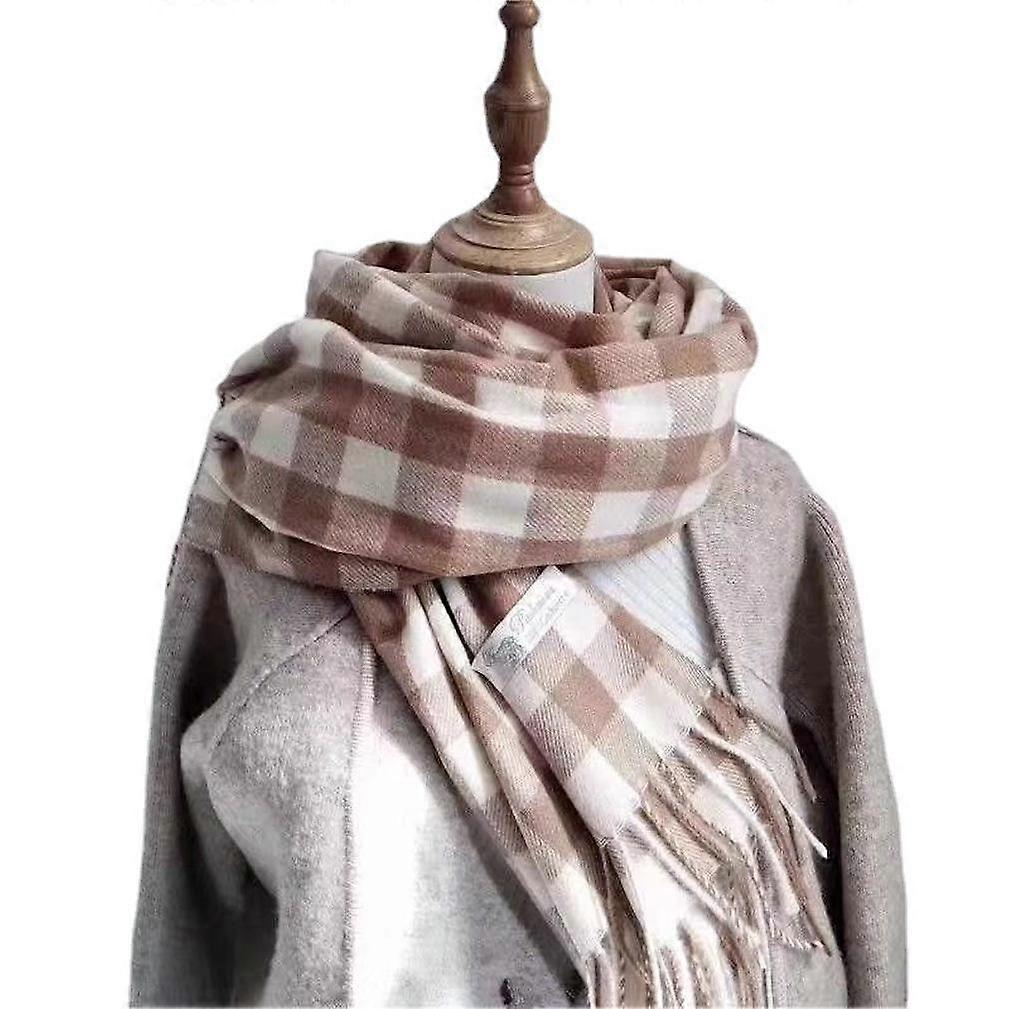 Plaid Pashmina Scarf Winter Warm Shawl Long Wrap for Students
