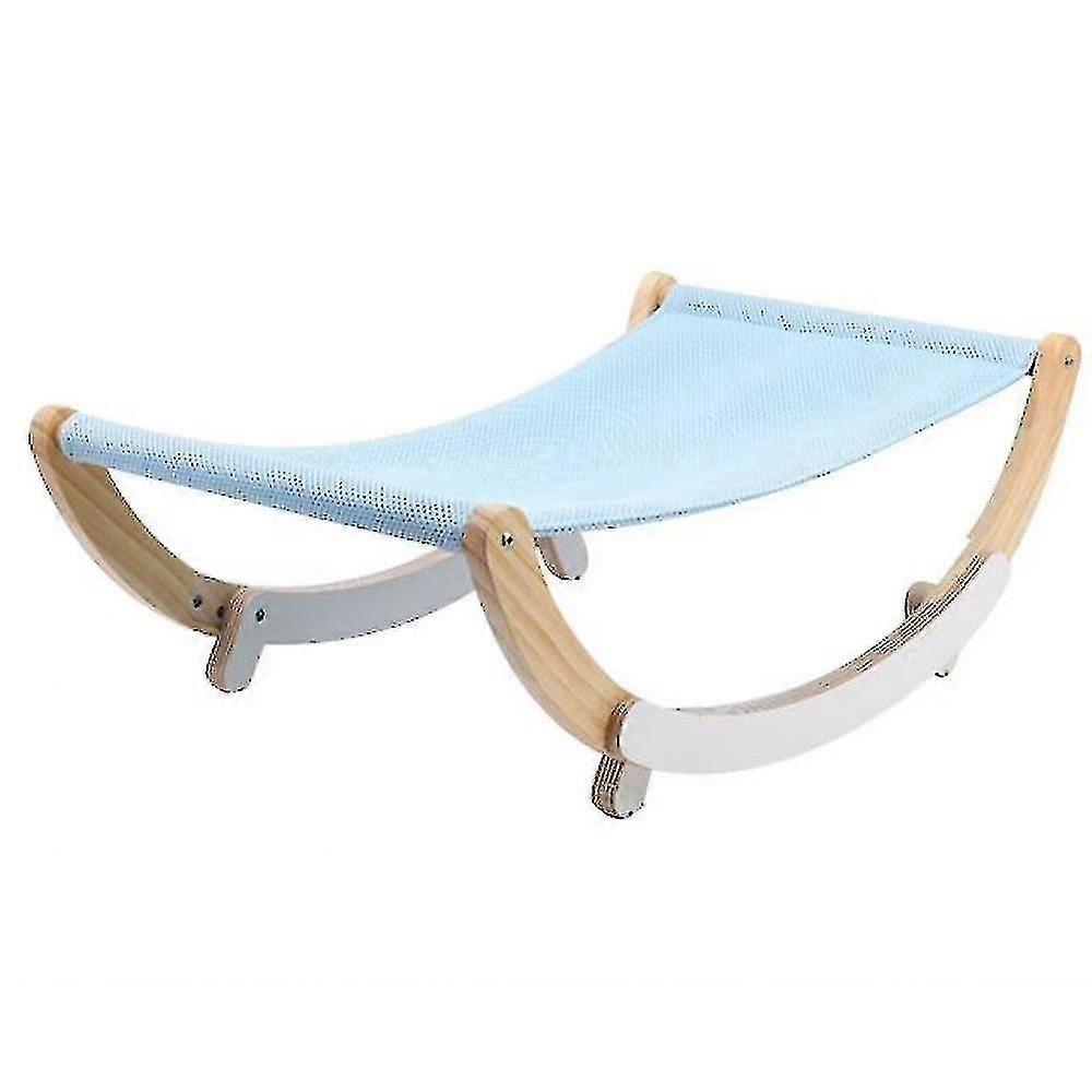 Hmwy-cat Hammock Cat Litter Solid Wood Breathable Cat Shaker Pet(blue)