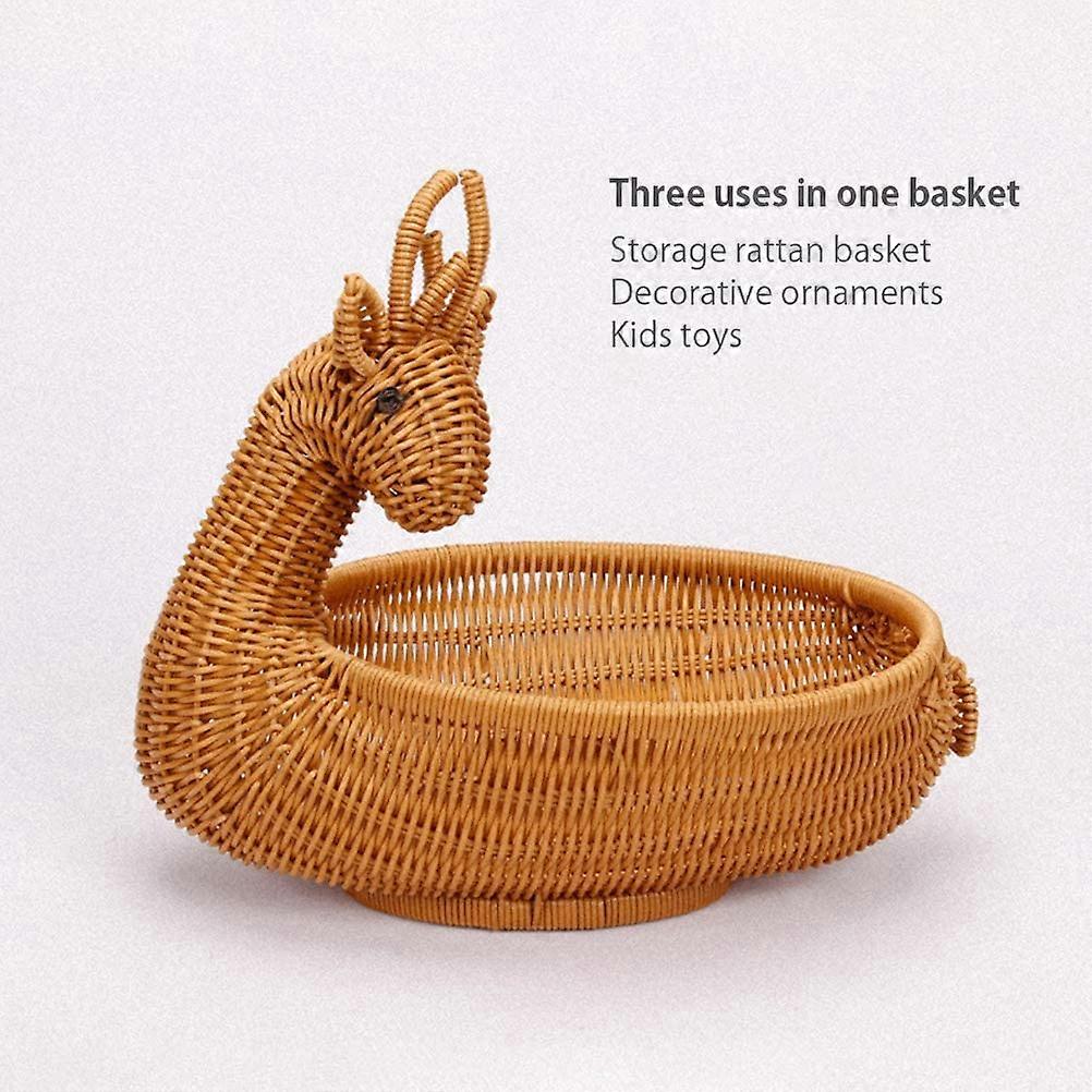 Simulation Rattan Woven Fruit Basket, Animal Shape Creativity Storage Basket Display BasketS