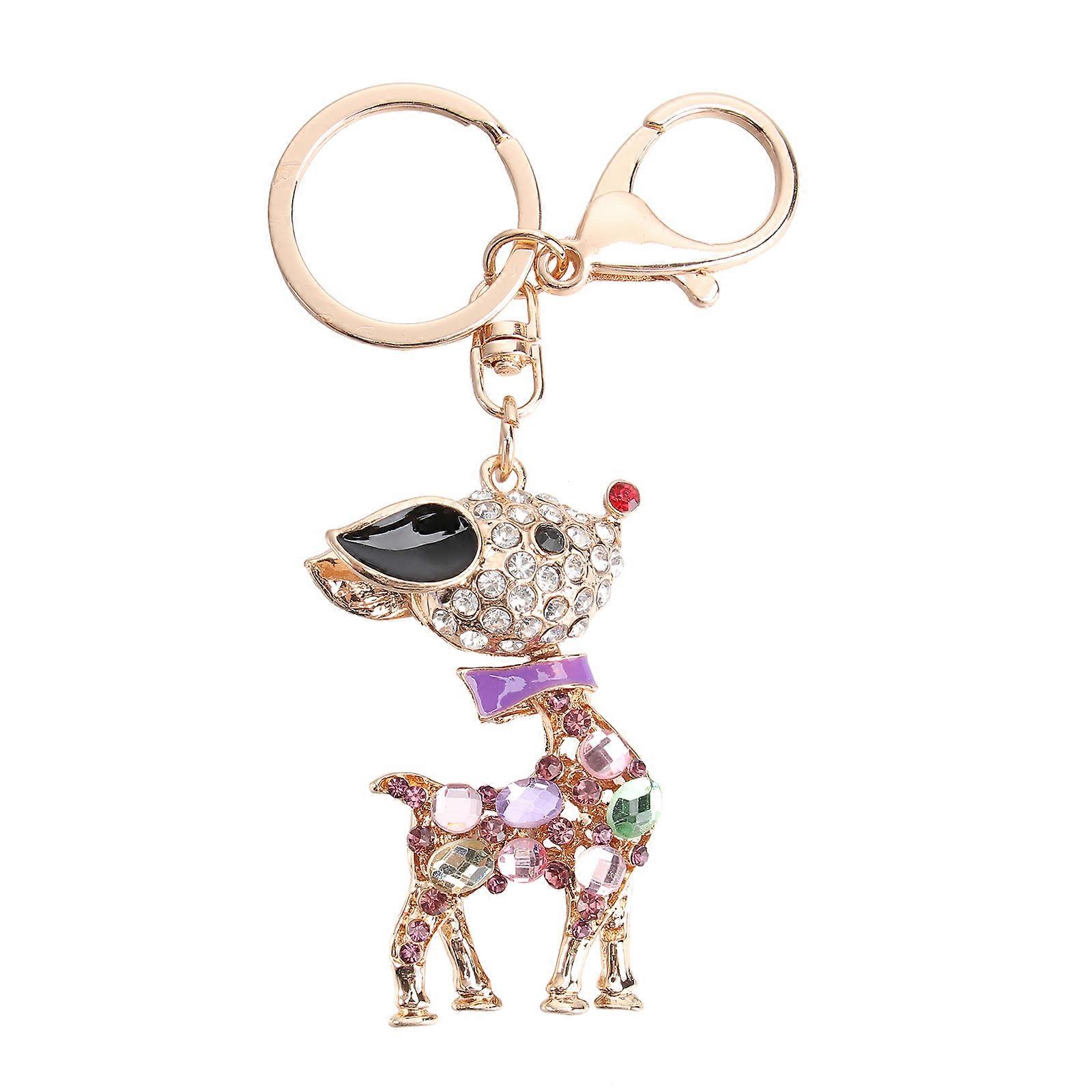 Rhinestone Deer Pendant Keyring Cartoon Animals Keychains Wallet Keyring