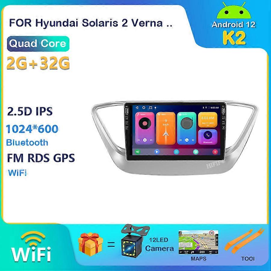 2G+32G Android 12 4G Car Radio Multimedia audio Player GPS Navigation For Hyundai Solaris 2 Verna 2017 2018 no 2 din