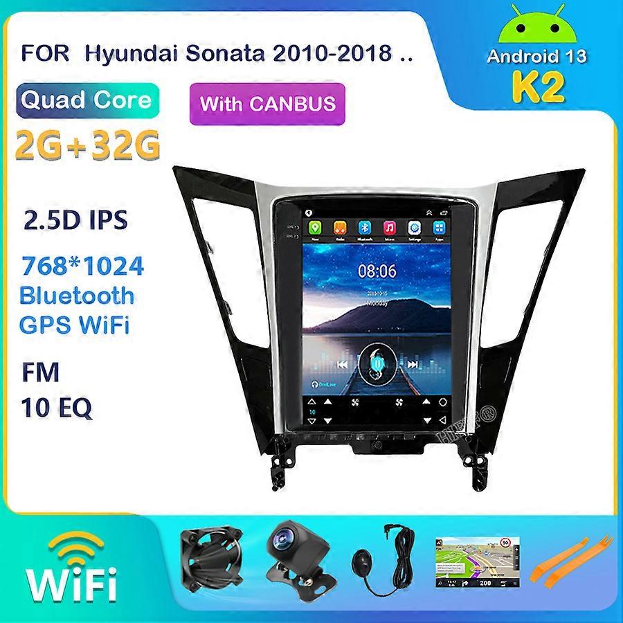 DSP Android 13Car Radio For Hyundai Sonata 8 YF 2010-2015 Multimedia Tesla Vertical Screen Navigation BT GPS 2 DIN DVD
