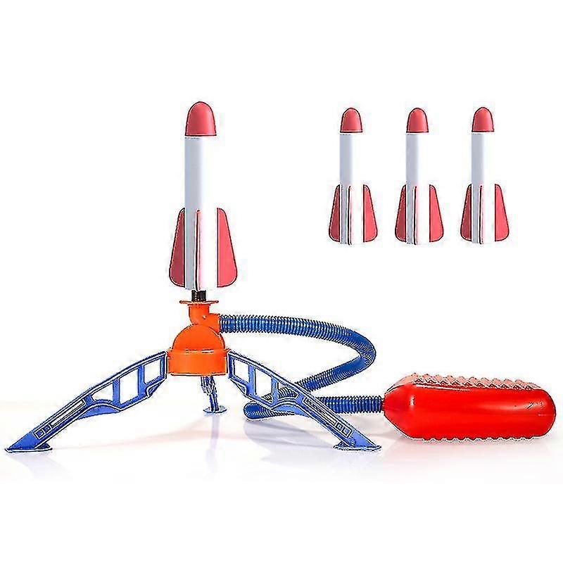 Rocket Legetøj, 3 raketter og fodpumpe raketkaster for børn, Air Powered Jump Rocket, Drenge Piger Udendørs Legetøj