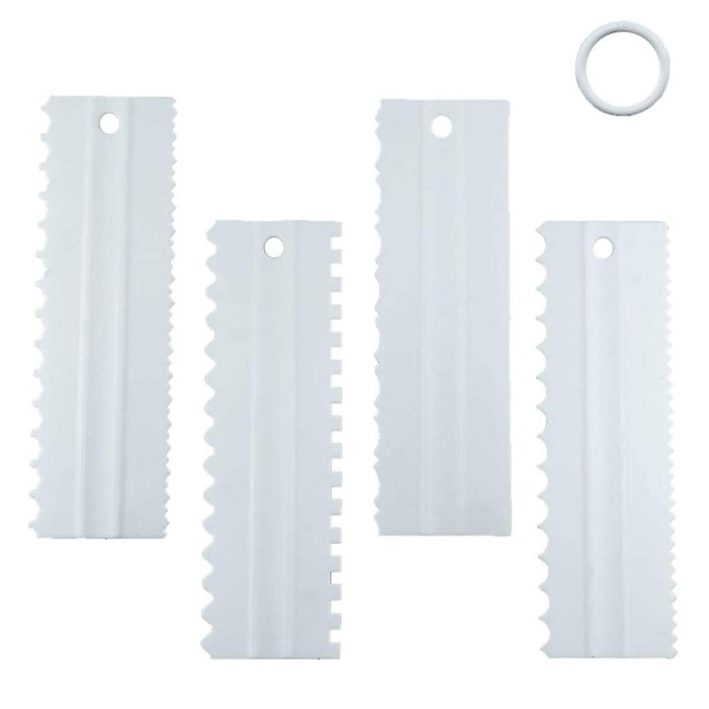 Cake Scraper Decorating Plastic Sawtooth Comb Mousse Butter Cream Cake Edge Tools Plastic Sawtooth Cake Icing Smoother Kitchen Baking Cake Edge DIY To