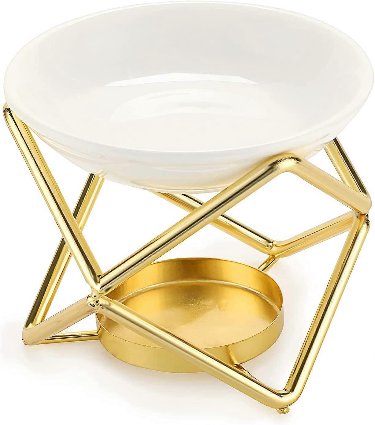 زيت معدني الموقد ديكور الشمع تذوب الشعلة مع وعاء السيراميك ، ديكور المنزل المعطر شمعة الشعلة ، الذهب