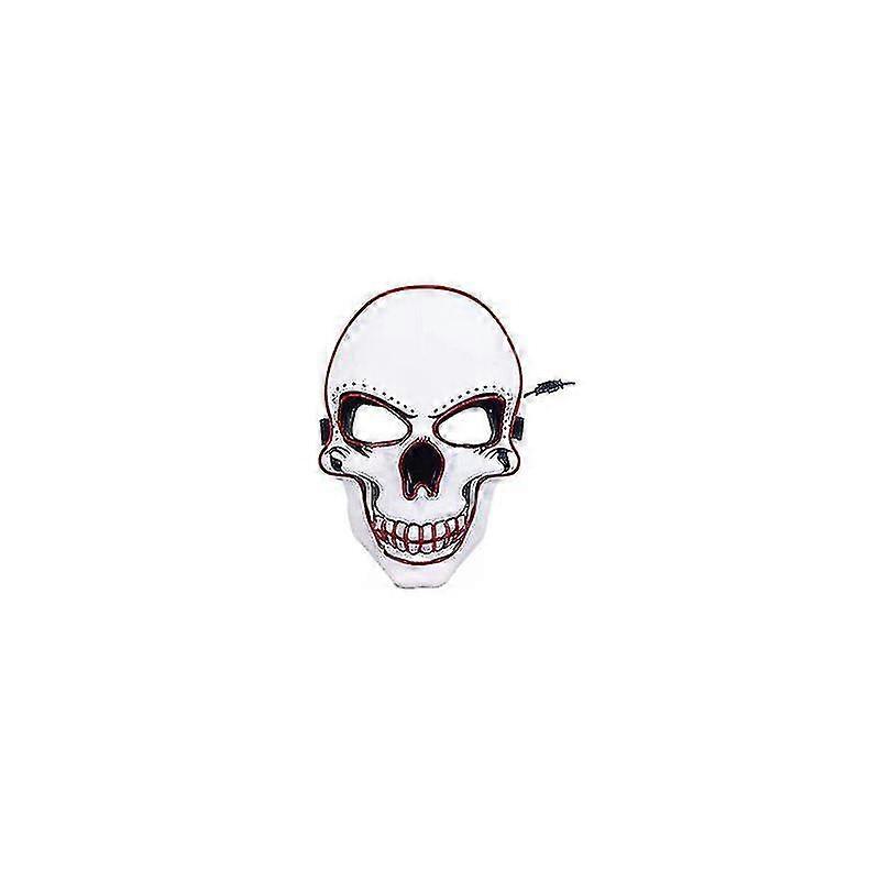 Halloween Skeleton Led Glow Mask With 3 Flash Modes Party Costumered