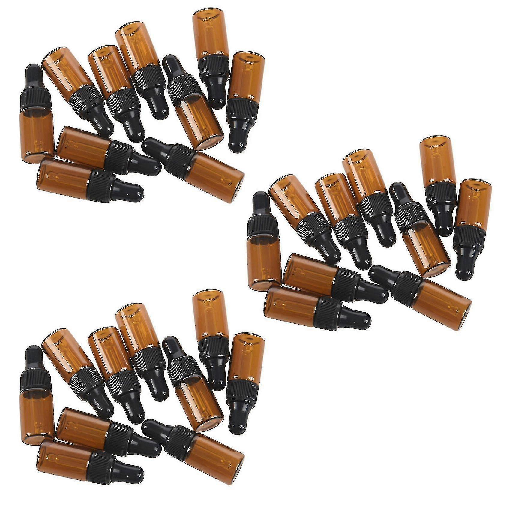 30pcs 3ml Empty Brown Glass Dropper Bottles With Pipette For Essential Oil