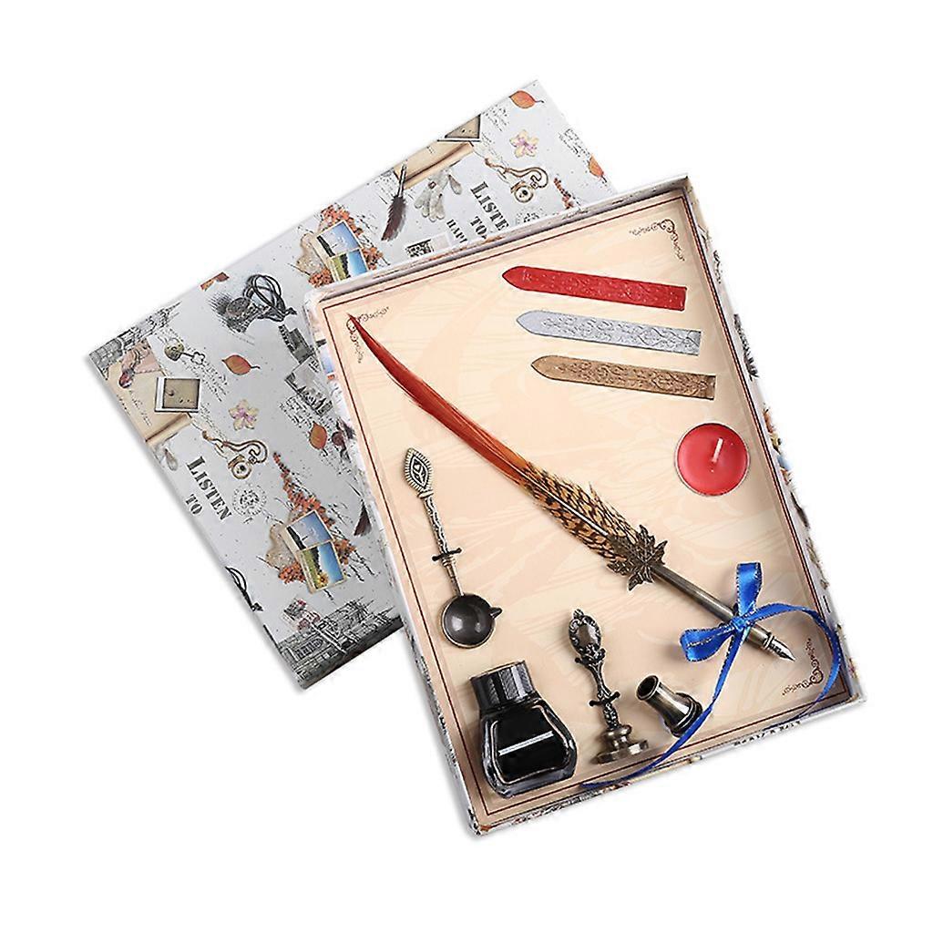 Luxus Vintage Feder Dip Kalligraphie Füllfederhalter Schreiben Tinte Set Schreibwaren Geschenk