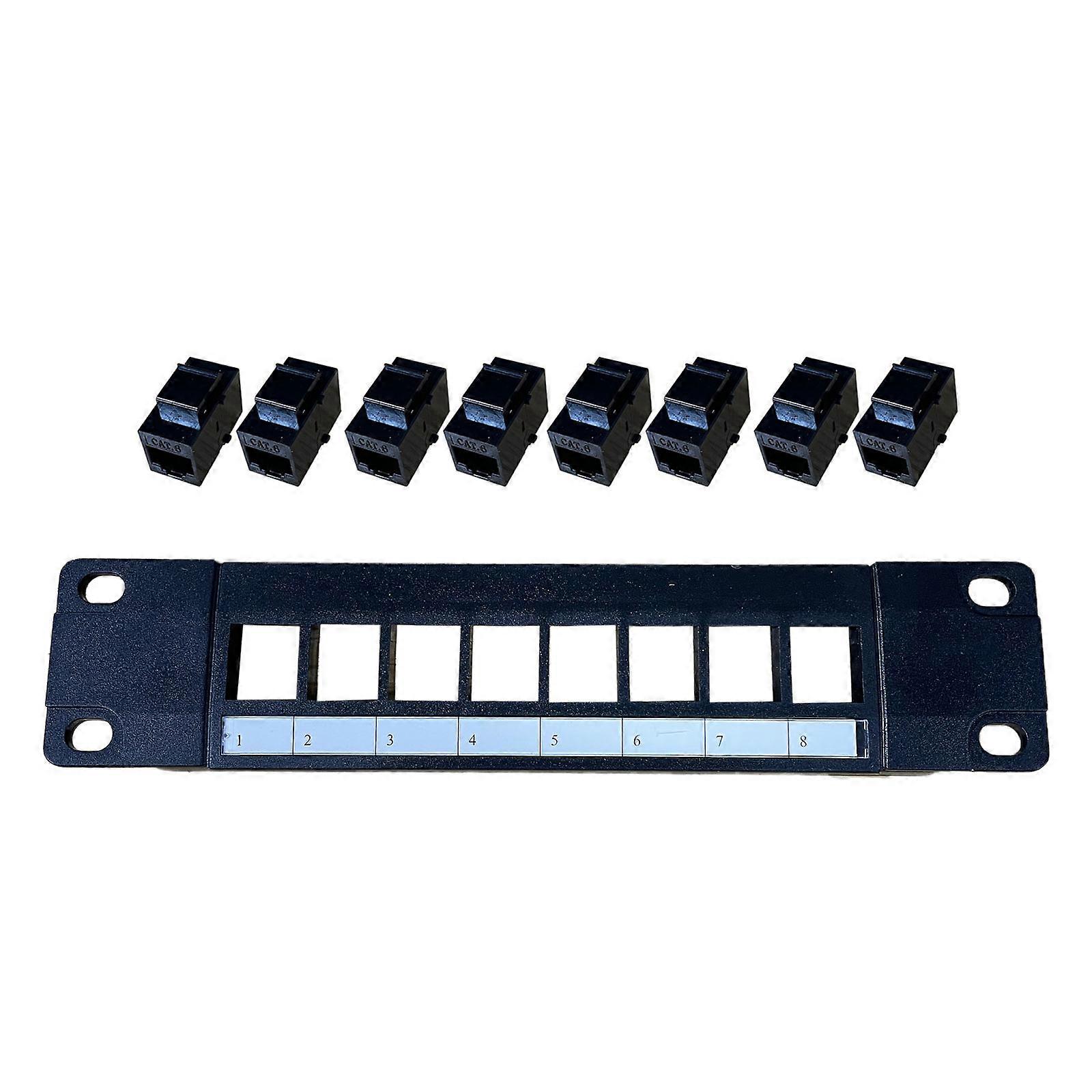 19in Rackmount or Wall Mount 8 Port Network Patch Panel (Cat6 RJ45 Patch Panel)