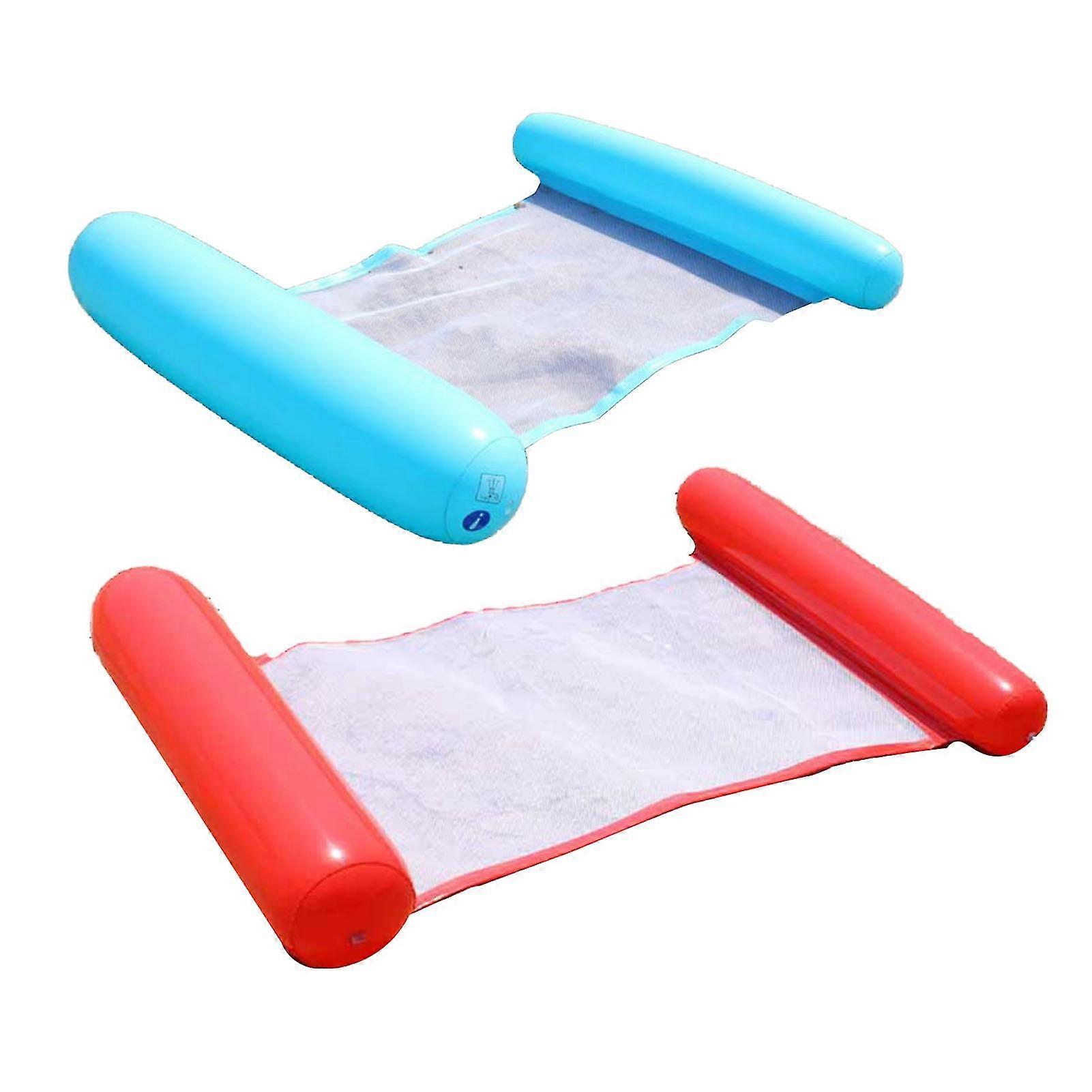 Inflatable Pool Float Hammock - 2pcs, Foldable Lounger for Swimming, Comfortable Floating Water Hammock - Blue/Red