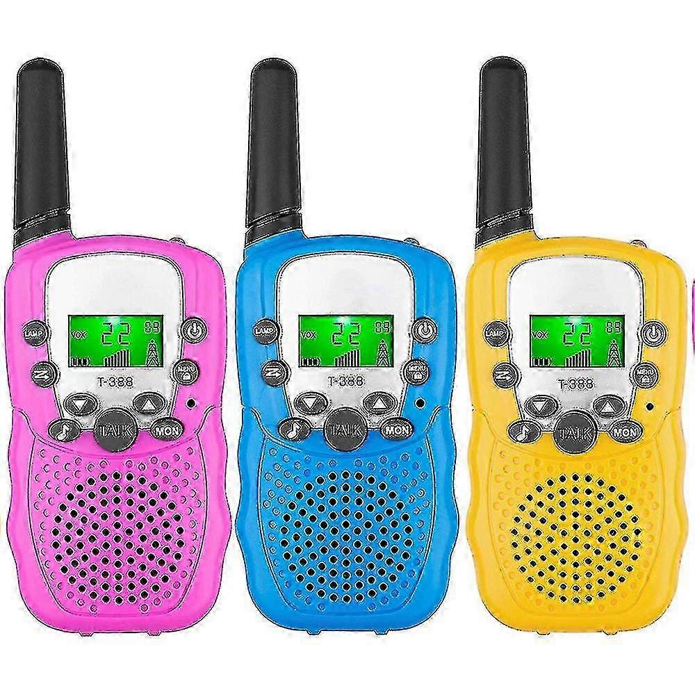 Walkie Talkies for barn 3 stk, 3 miles lang rekkevidde med bakgrunnsbelyste lommelykter - JA