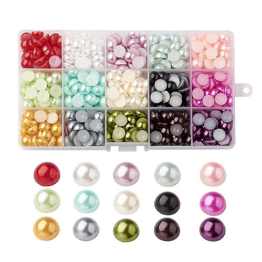 ABS Plastic Cabochons Imitation Pearl Half Round Mixed Color 10x4.5mm