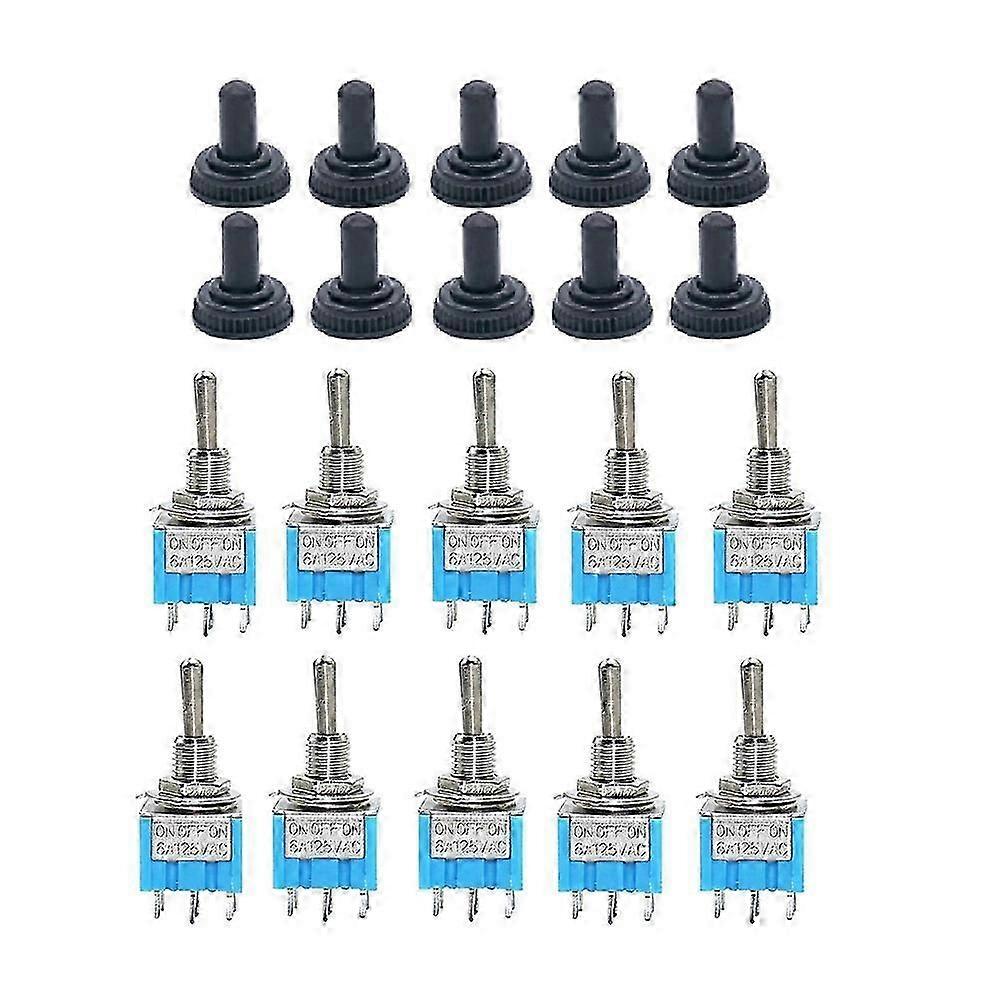 10pcs -203 Toggle Switch 6a 125vac On Spdt 6mm Mini Switch Dpdt On Off On Waterproof Cap
