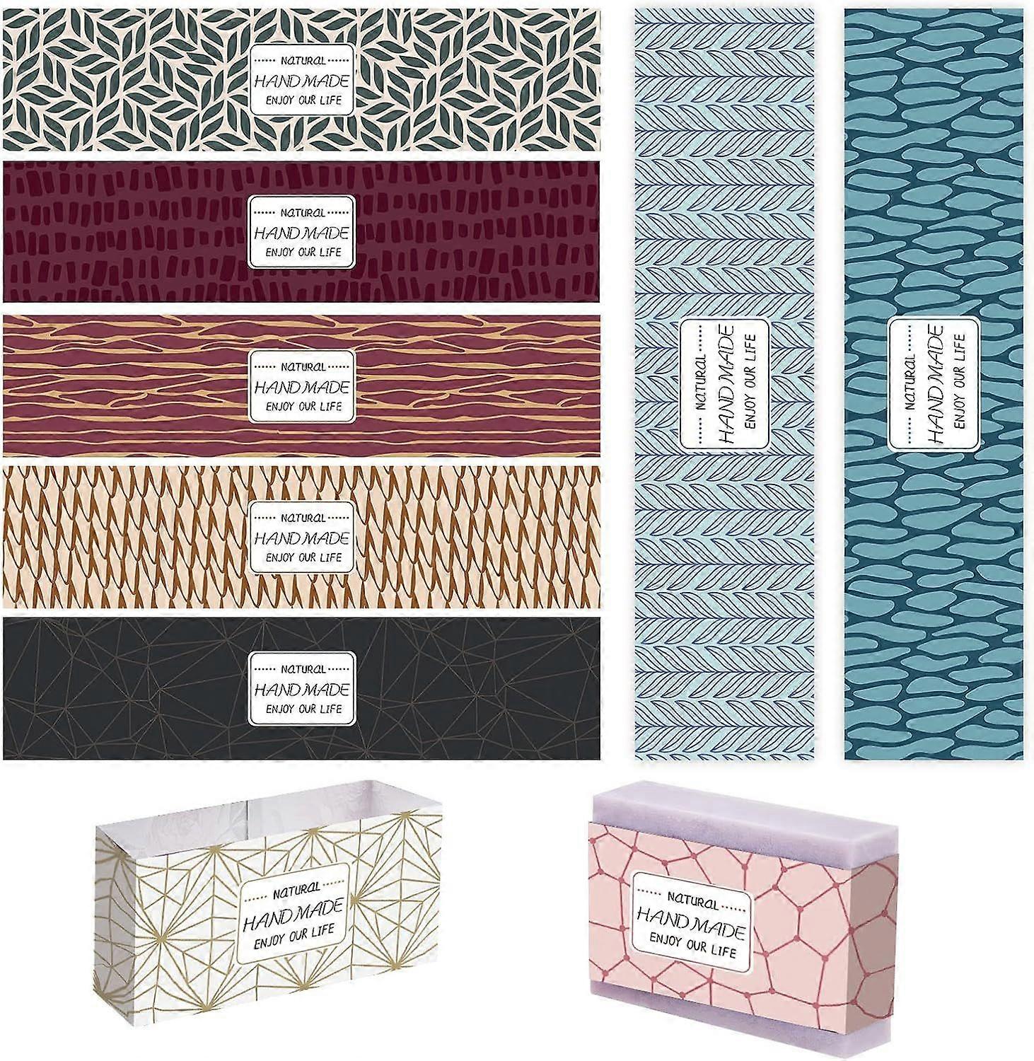 90pcs Abstract Paper Wrapper 90pcs Soap Sleeves Covers Vertical Tags No-Adhesive Paper Tape Band Label Crafts Wrapper for Handmade Lotion Bars Bath Gi