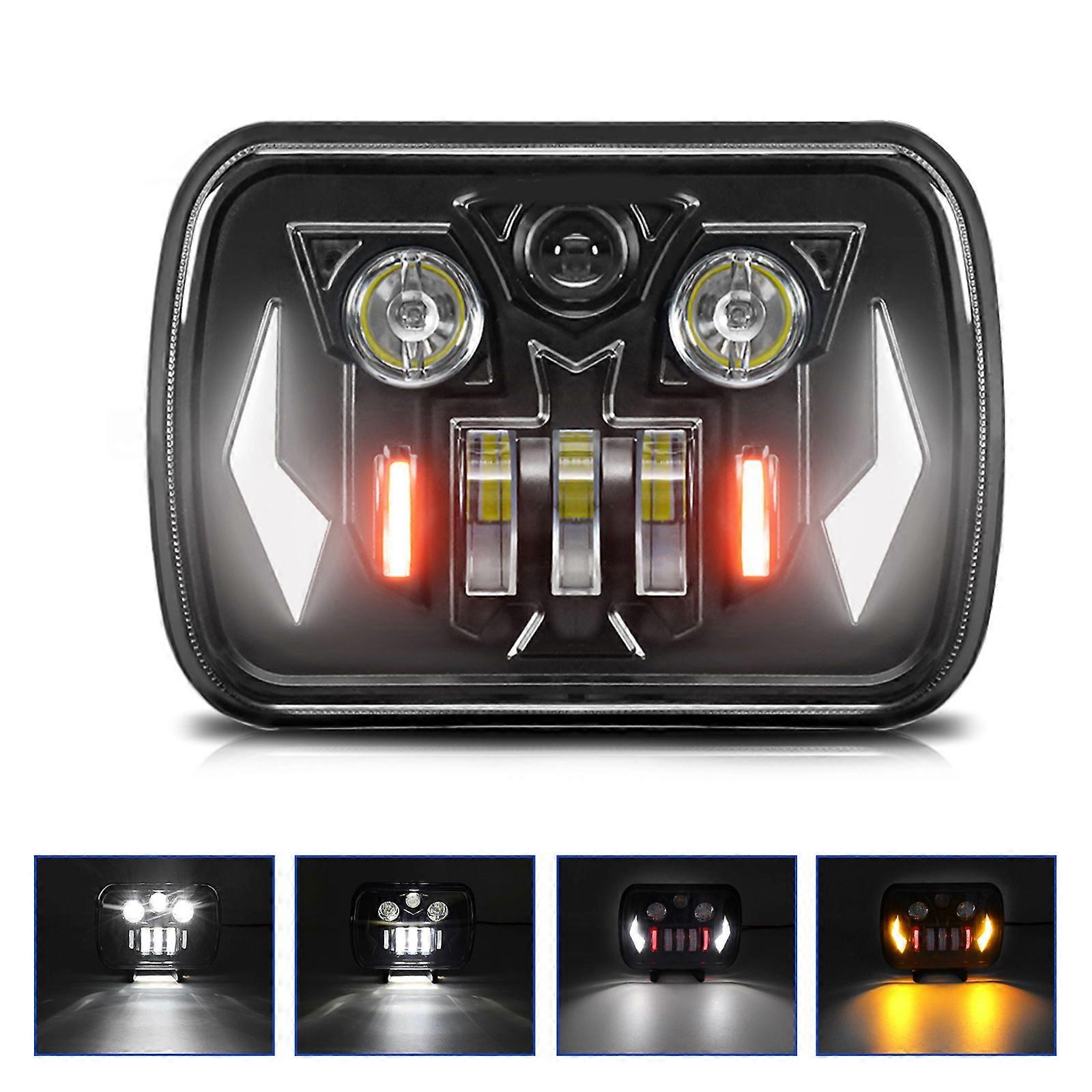 1 PCS 5x7'' 7x6'' LED Headlight, 7 inch Rectangular Headlamp with High Low Beam DRL Turn Signal Replacement for Jeep Ford Chevrolet GMC MK2458