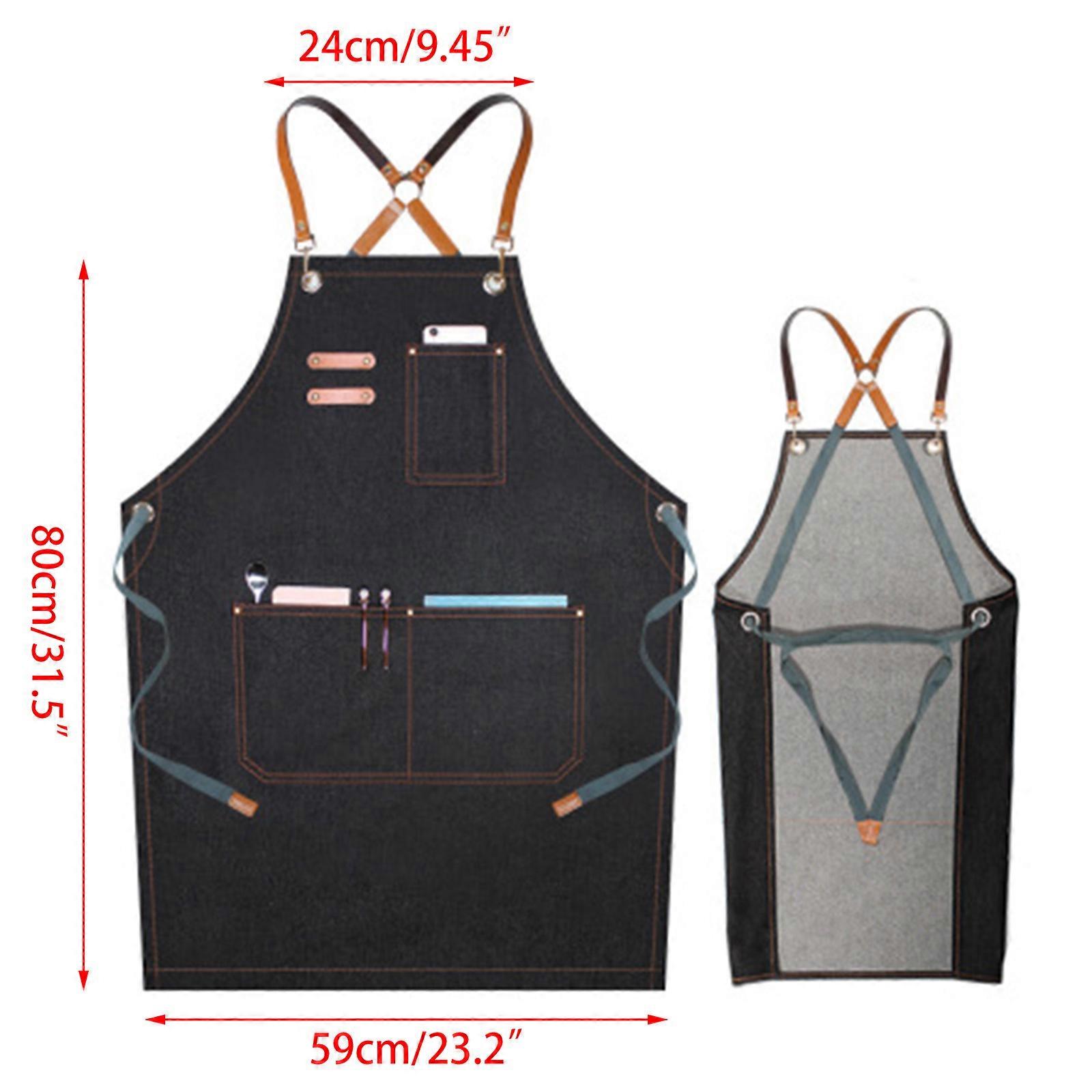 Grembiule in denim di moda per barbecue da cucina da chef con tasche grembiuli da cucina per donne e uomini