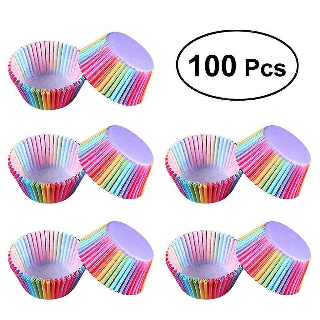 100Pcs Muffins Cupcake Wrappers Paper Cups Cases Home DIY Kitchen Baking Chocola  Multi