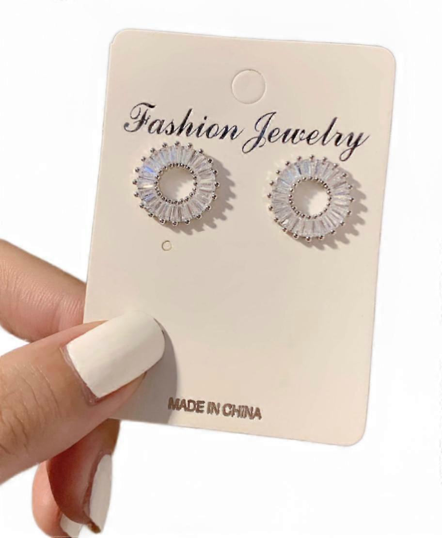 (Round Hollow Silver Stud Earrings