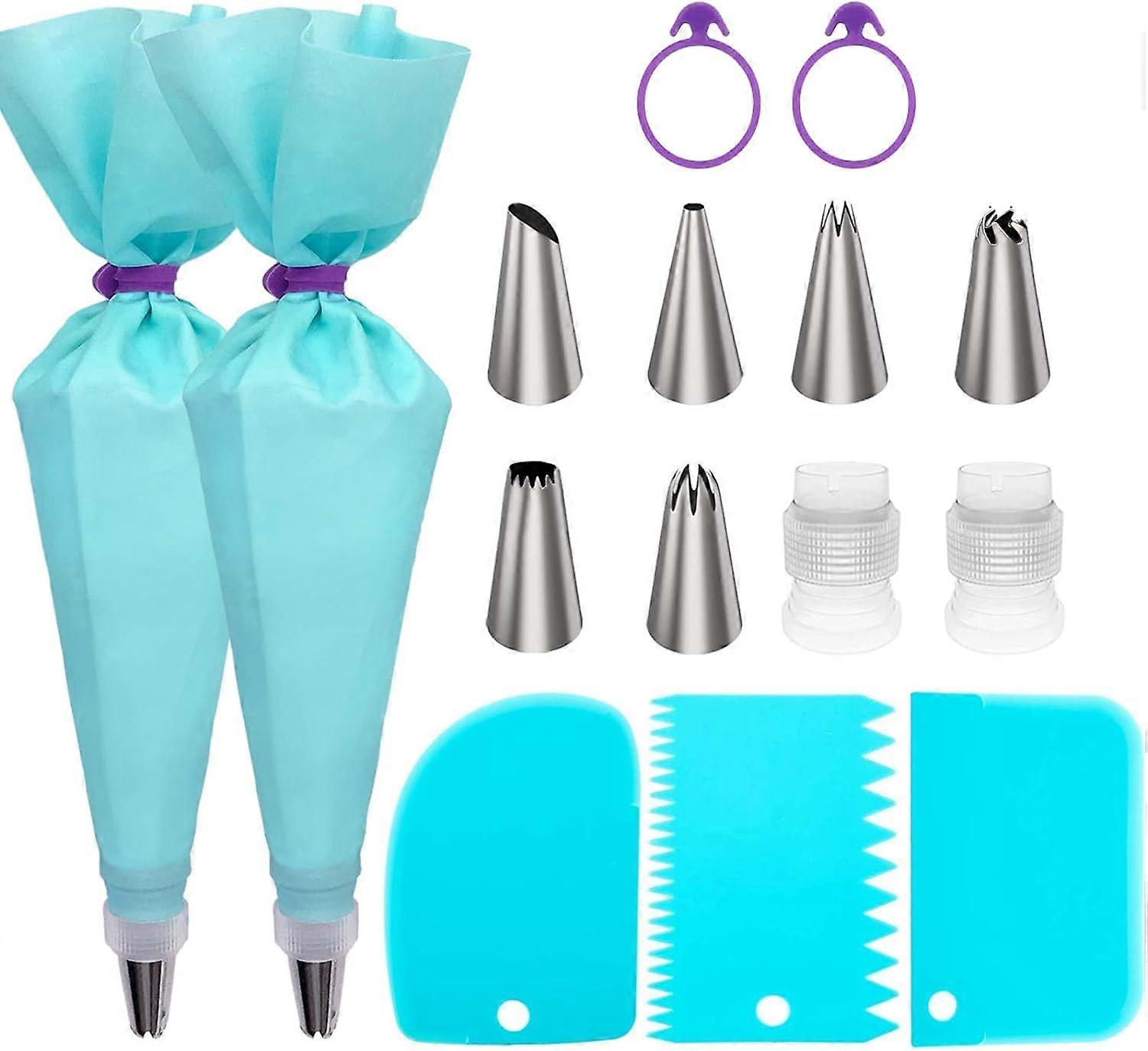 Piping bags and tips set reusable for cake decorating
