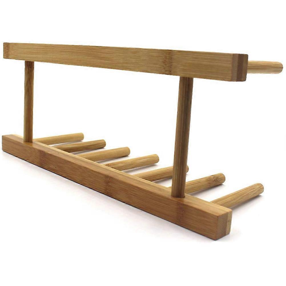 Bamboo Dish Rack for Plates and Pot Lid Organization