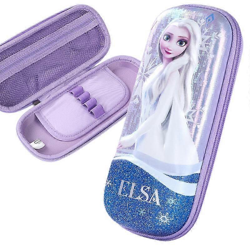 Pencil Case Organizer for kids large-capacity creative cartoon pencil case 3d three-dimensional zipper stationery boxPurple ice and snow