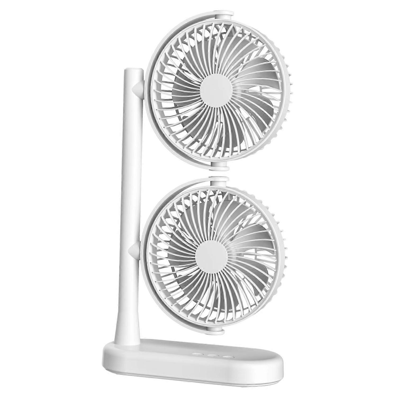 AS F-052 Dual Head Desk Fan for Office Dorm 3 Speeds USB Rechargeable Air Circulator Fan ( Built In