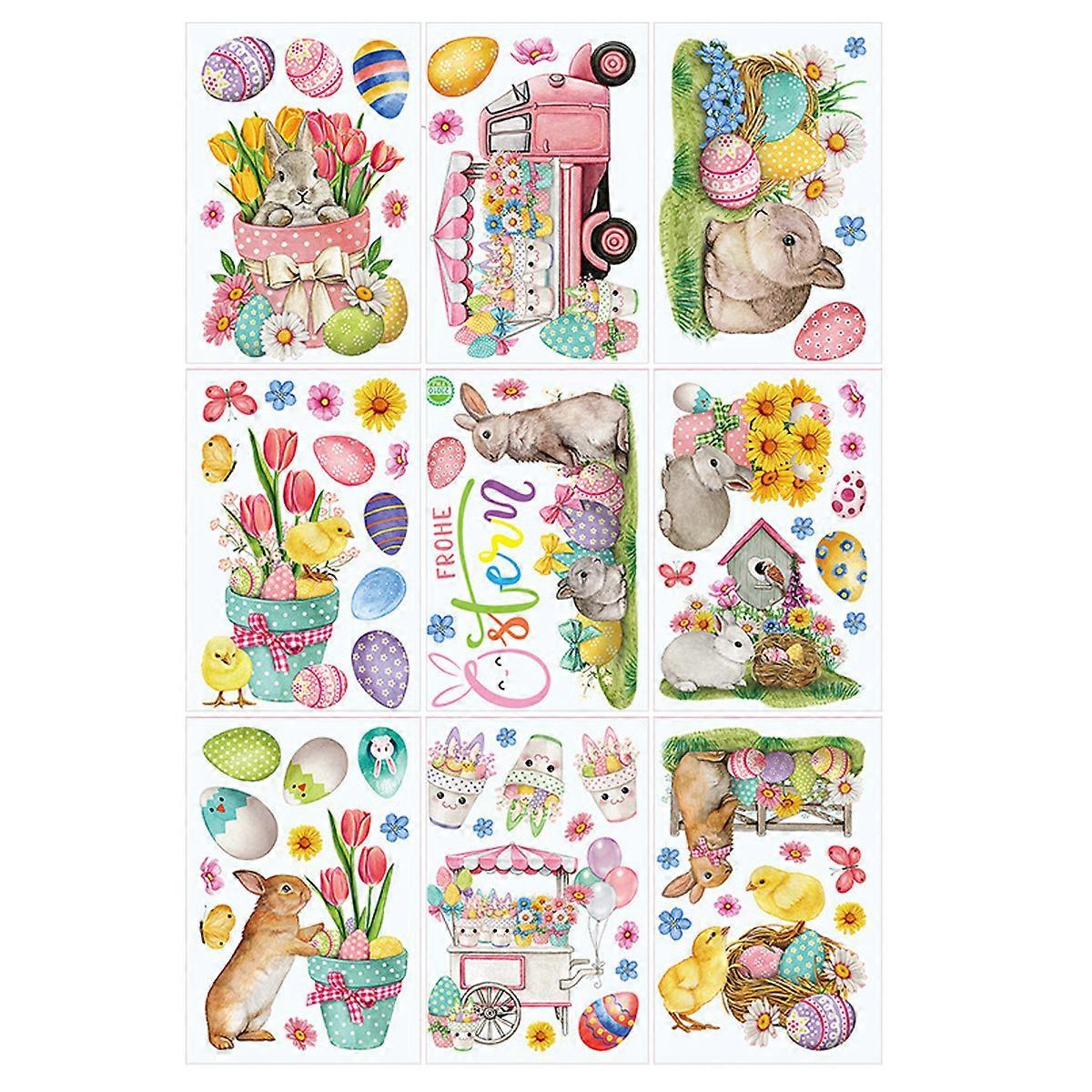 Easter Window Stickers, Double Sided, Happy Easter Eggs, Spring, Glass Window Stickers