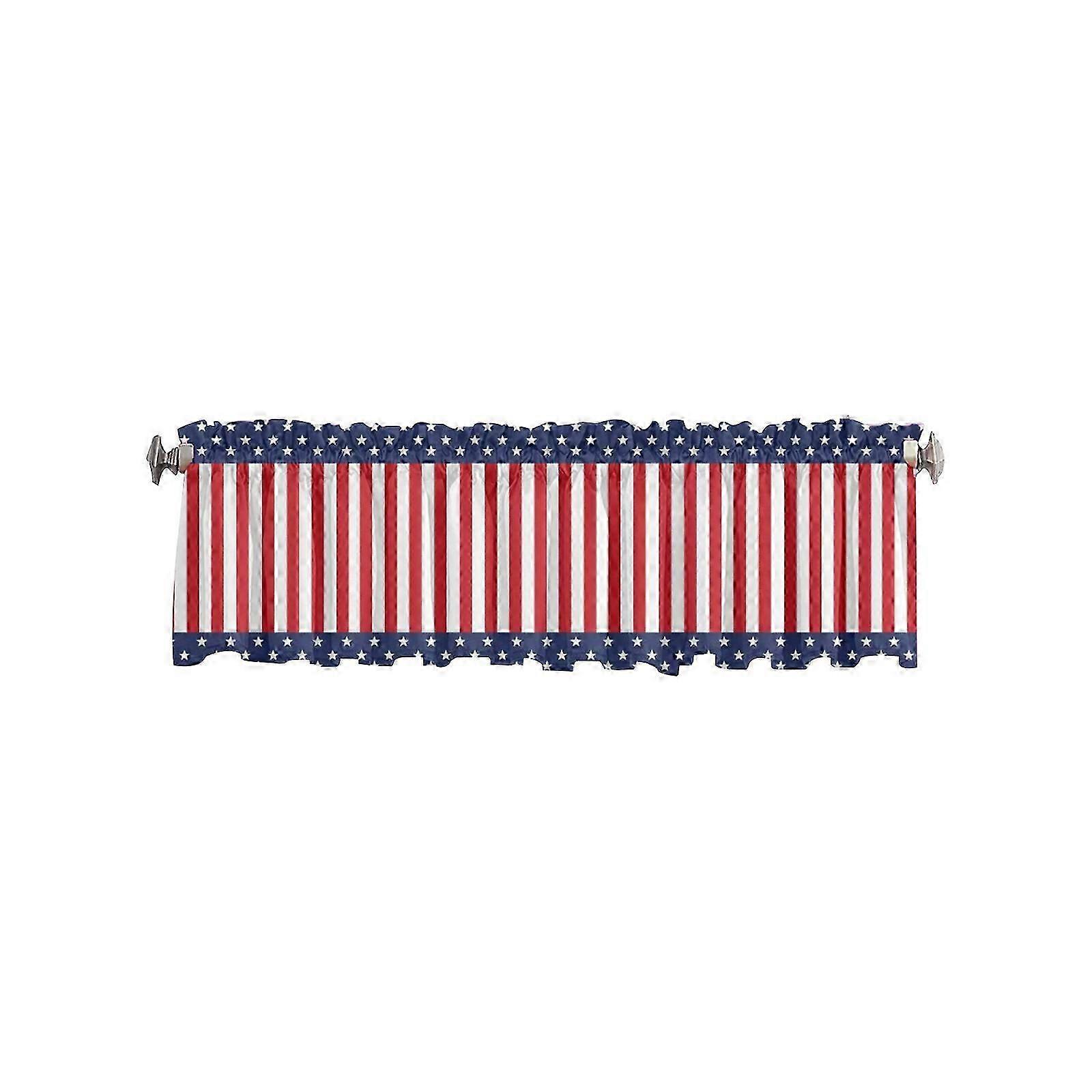 Living Room Curtains, American Flag Pattern With Stars And Translucent Stripes, For, Eyelets