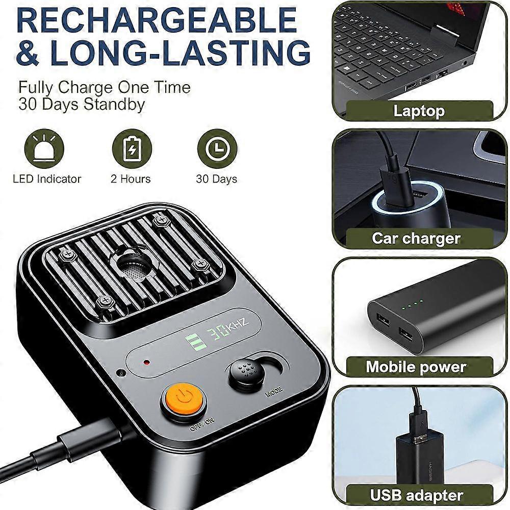 Ultrasonic Dog Repeller Dog Bark Deterrent Devices Waterproof Rechargeable Portable Three Modes Multifunctional Anti-Noise Anti-Barking Pet Dog Traine