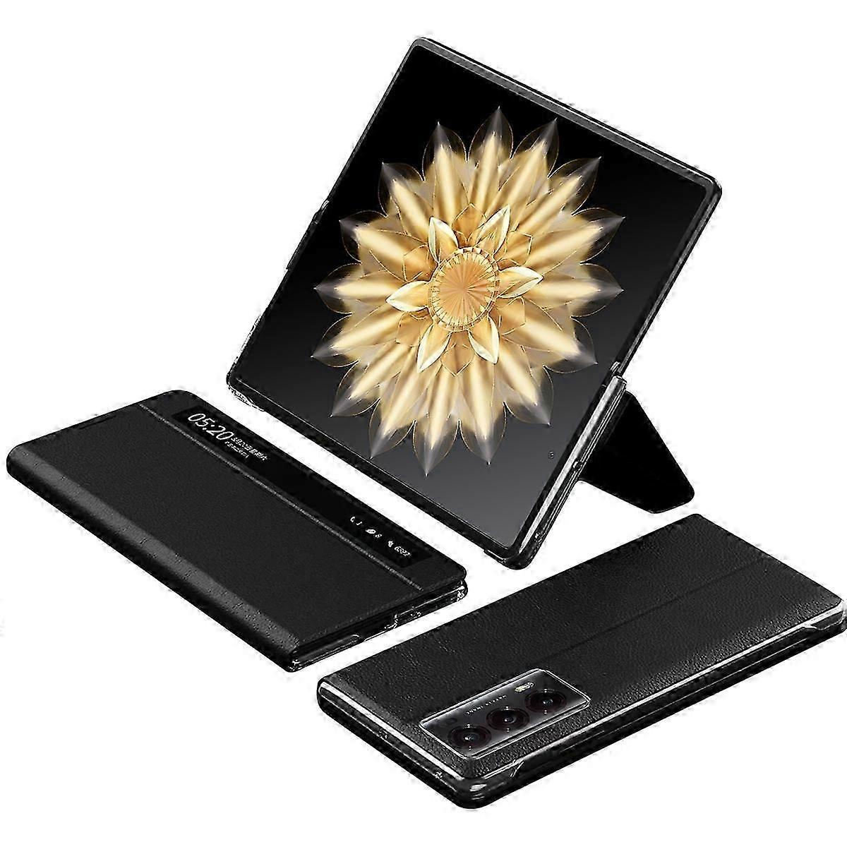 Capa de celular executiva com suporte, compatível com Honor Magic V2 5G, em couro PU.