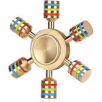 Fingertip Hand Spinner Spinner Rainbow Fidget Spinner Toys Spinner Metal 6 Arm Hand Spinner Brass Anti Relieve Stress Toy Spiner, Gift For Kids