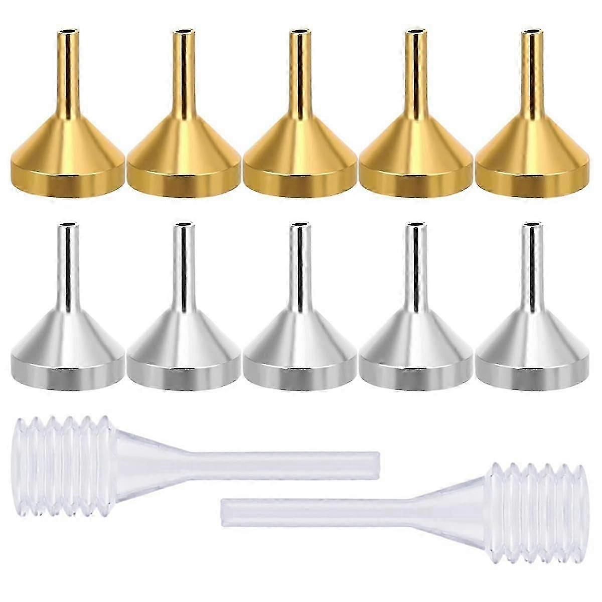 10er Pack kleiner Metalltrichter mit 2er Pack Mini-Pipette Mini-Trichter, kompatibel mit dem Füllen kleiner Flaschen kleiner Trichter