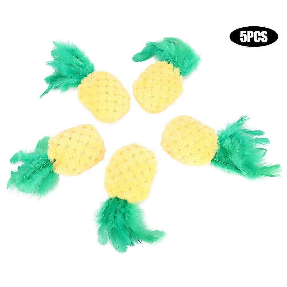 5PCS Pineapple-Shaped Cat Plush Toys - Soft, Cute, Durable Stuffed Animal Toys for Cats - Ideal for Play and Cuddling