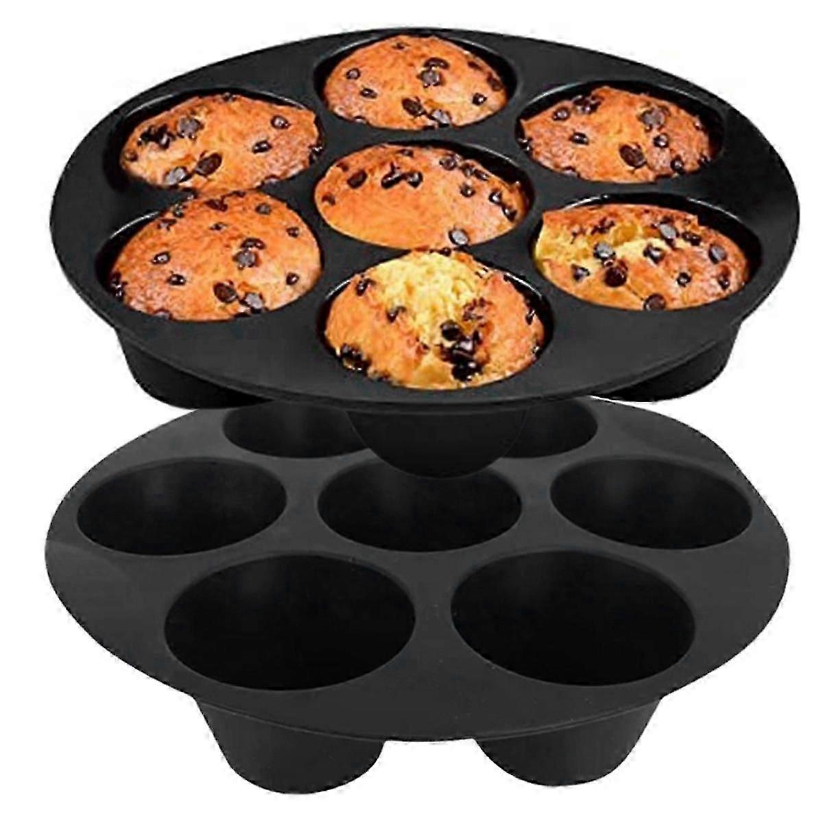 Silikon-Muffinform für Heißluftfritteuse, Ofen, Topf 8,4 Zoll wiederverwendbare kostenlose Silikon-Backformen 2er Pack js