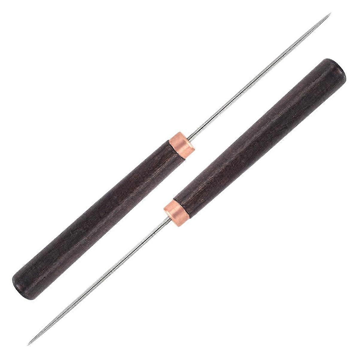 2 Pcs Awl Tool with Wooden Handle, Leather Awl Punch Tool,