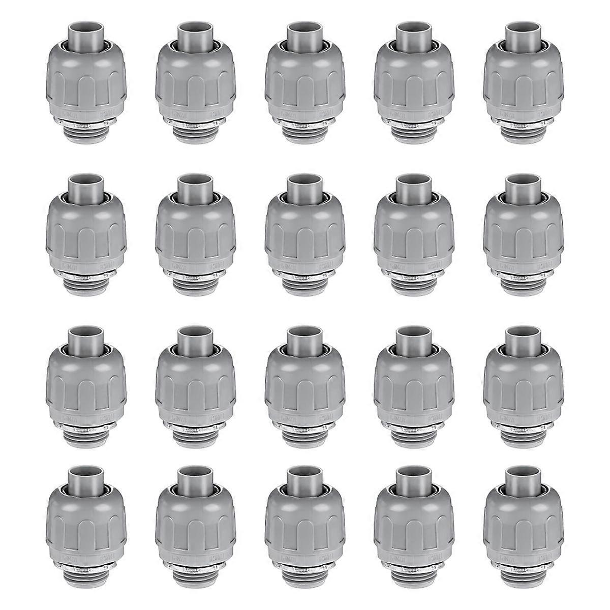 20 Pcs Conduit Connectors, 1/2 Inch Liquid Tight Connector NPT Non-Metallic for PVC Electrical Flexi