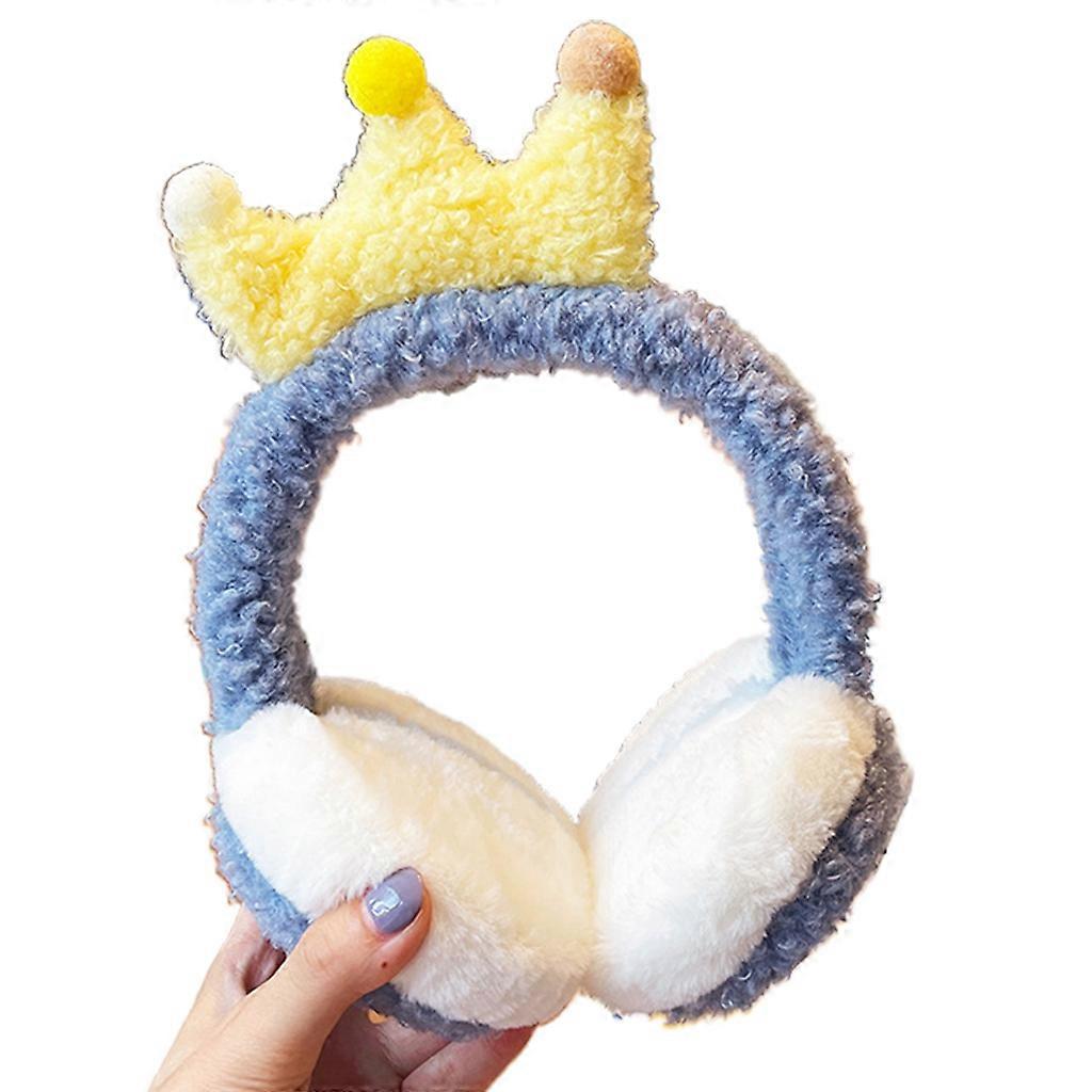 for Fresh Style Plush Color Matching Earmuff Stuffed Crown Shape Earwarmer Cute Unisex Ear Flap for Children Multi Color Yellow gray