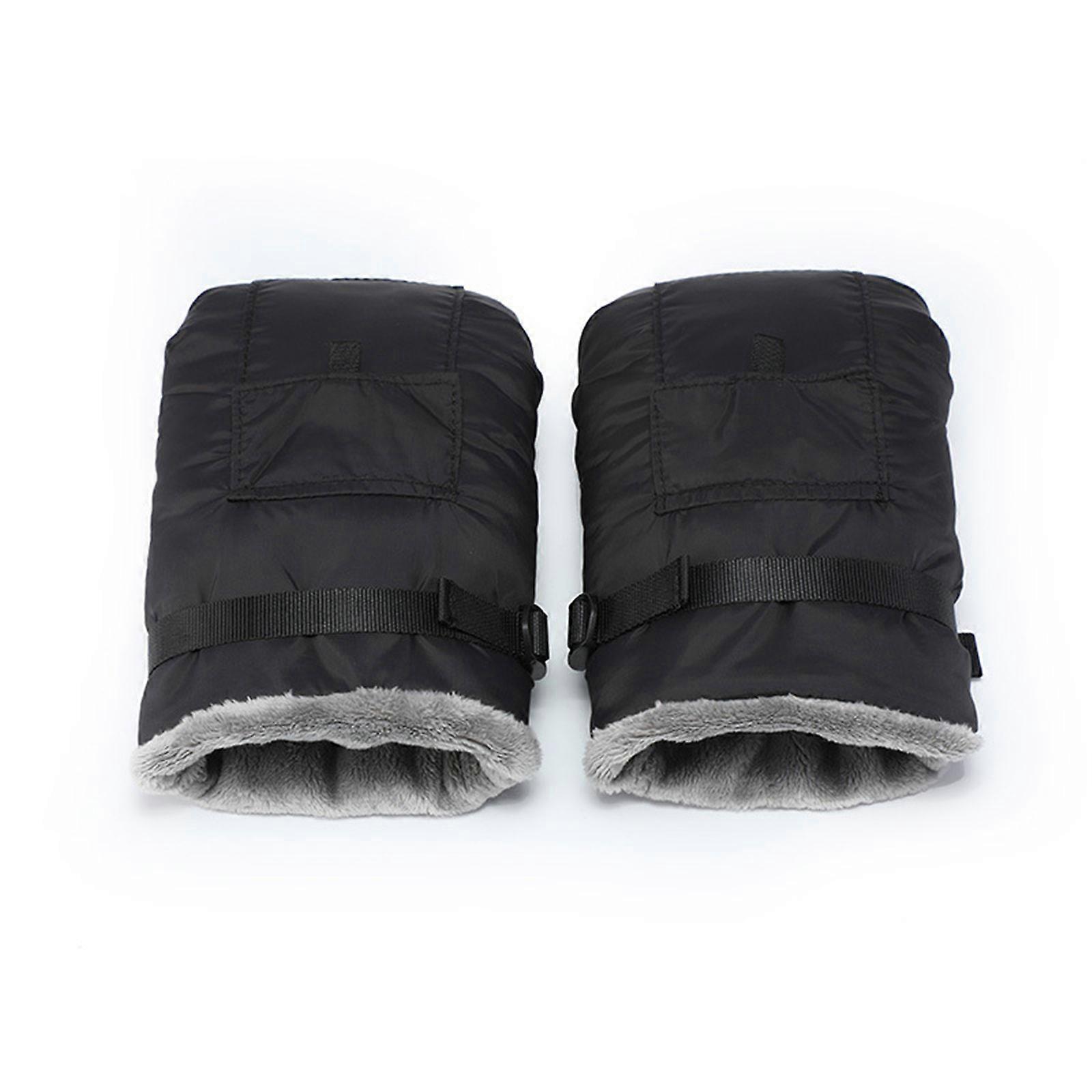 Comfortable Baby Strollers Mittens Warm Breathable Gloves Water Resistant with Fleece Lining Easy Attachment Handmuffs  Black